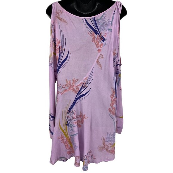 Free People Women Tunic Dress Size Large L Floral Cold Shoulder Long Sleeve EUC - Picture 6 of 8